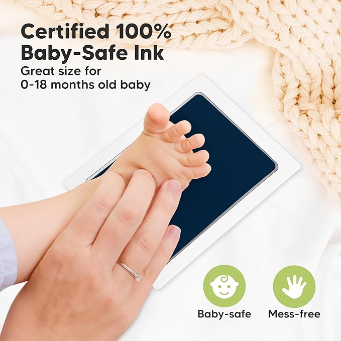 4-Pack Inkless Baby Hand and Footprint Kit - Mess Free Ink Pad for Newborn Keepsake, Dog Nose & Paw Print Kit, Clean Touch Ink Pad for Baby Hand & Footprints, Ideal New Mom Gifts (Navy, L)-CubbioJoy