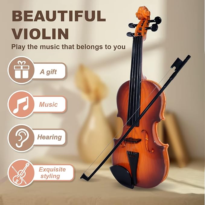 16 Inch Violin Toy for Kids, 4 Strings Violin Toys Musical Instruments for Children,Multifunctional Portable Electronic Instrument-CubbioJoy