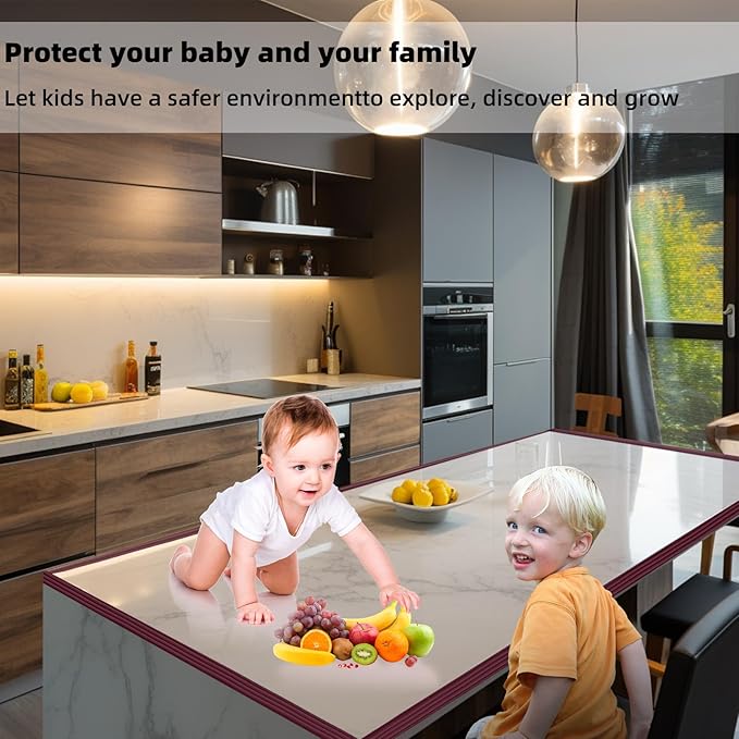 Corner Protector for Baby, Widen Edge Protector with Adhesive Backing, Baby Proofing Edge Corner Protect Self Adhesive Furniture Guard Bumper for Table, Desk, Fireplace (Dark Brown, 6.6ft)-CubbioJoy