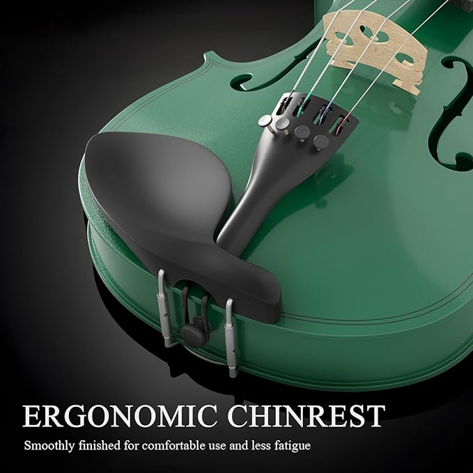 Beginner Violin 4/4, Full Size Violin for Adults, Teens, Student, Acoustic Fiddle Kit with Hard Case, Bow, Rosin, Bridge, Learners Age 12+ (Green)-CubbioJoy