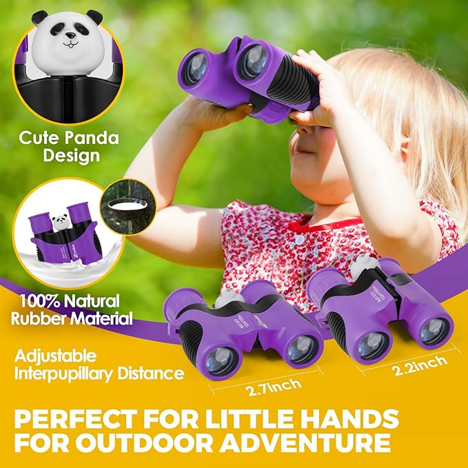 Binoculars for Kids, Toys for 3-12 Year Old Girls and Boys, Bird Watching Hiking 4 5 6 7 8 9 Year Old Girl Boy Christmas Birthday Gifts, Outdoor Toys for Kid Set with Magnifying Glass & Compass-CubbioJoy