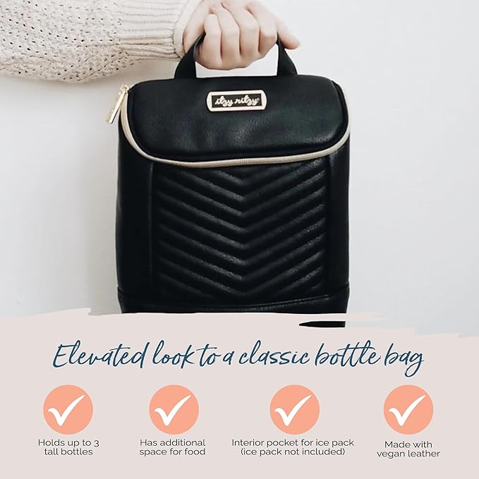 Itzy Ritzy Insulated Bottle Bag – Keeps Bottles Warm or Cool - Holds 3 Bottles and Features Interior Pocket For Ice Pack (Not Included), Jetsetter-CubbioJoy