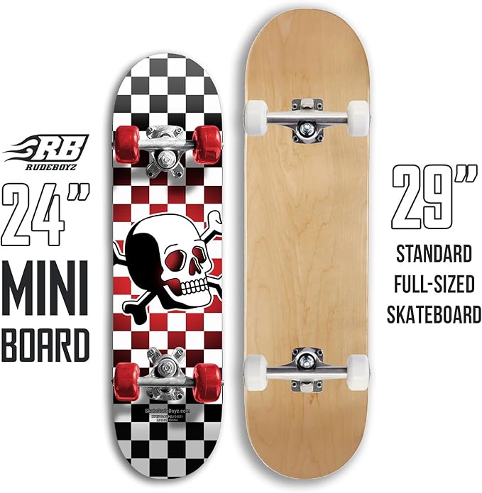 24 inch Rude Boyz Mini Cruiser Skateboard - Aluminium Trucks - Kids Skateboard Ages 5-8 Beginner - Skateboards for Kids-CubbioJoy