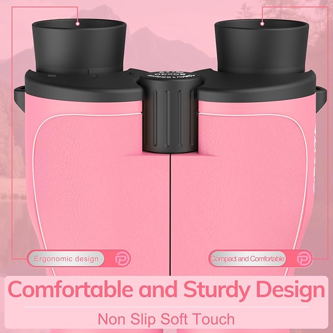 Compact Binoculars for Adults High Powered - OPAITA 20x32 Small Binoculars for Adults Kids with Low Light Vision for Hunting Cruise Ship Travel Concert Hiking Pink-CubbioJoy