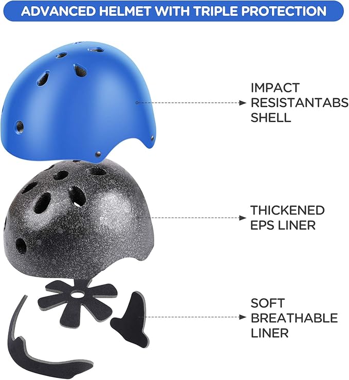 DaCool Kids Bike Helmet Set Skateboard Knee Pads - Kids Helmet Elbow Pads Wrist Guards Adjustable for 3~10yrs Girl Boy Kids Protective Gear Set for Sport Cycling Bike Roller Skating Scooter-CubbioJoy