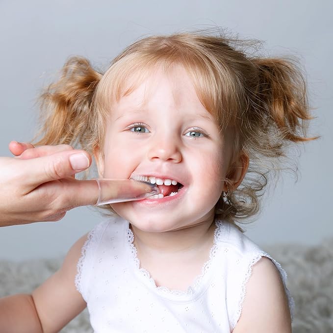 dearlomum Finger Toothbrush for Teething Training, Silicone Oral Cleaner for Newborns and Toddlers, 2PCS-CubbioJoy