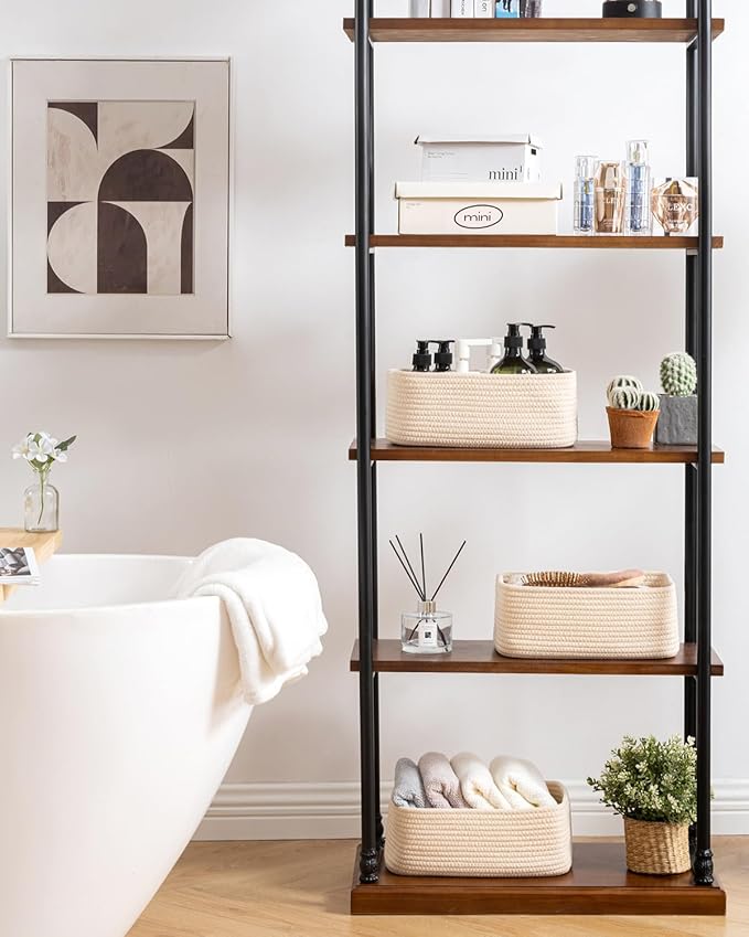 KALLAX Small Woven Basket, 12 x 8 x 4.5 Inches, Storage Basket for Organizing, Cute Small Rope Shelf Closet Cube Storage Bins Baskets for Shelves, Dog Toy Gift Baskets Empty, 3 Packs, Beige-CubbioJoy