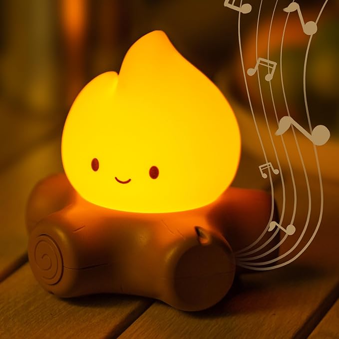Cozy Campfire Nightlight with Soothing Nature Sounds, White Noise Night Light for Baby Adult, Rechargeable, Cute Flame Lamp, Best Gift for Kids Bedrooms Camping Trips-CubbioJoy