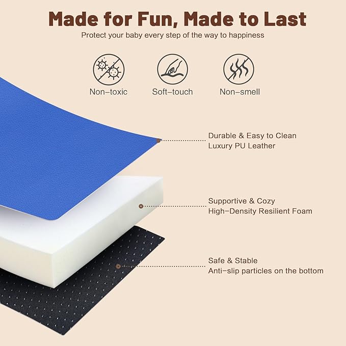 9-Piece Climbing Foam Blocks: Soft PU Leather - Baby Climb and Crawl Activity Blocks - Kids Play Gym Equipment Indoor for Development-CubbioJoy