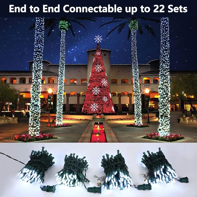 Brizled 4 Pack LED Christmas Lights, 33ft 100 LED Christmas String Lights, 120V UL Certified Connectable Xmas Tree Light Mini White Xmas Light for Home Tree Patio Indoor Outdoor Decoration, Cool White-CubbioJoy