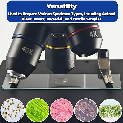 Blank Glass Microscope Slides and Covers - Ground Edges & 45° Clipped Corners, High-Clarity, Pre-Cleaned, 50 Slides & 100 Coverslips, Microscope Accessories for Experiments & Analyses-CubbioJoy