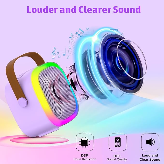 Karaoke Machine for Kids Adults, Portable Bluetooth Speaker with Wireless Microphone and LED Lights, Kids Toys Birthday Gifts for Girls and Boys Ages 4, 5, 6, 7, 8,9,10,11,12+ Years, Home Party-CubbioJoy