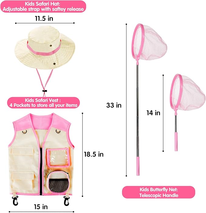 INNOCHEER Toys for Girls Explorer Kit, Bug Catcher Kit for Kids, Birthday Gifts, Summer Toys for 3 4 5 6 7 8+ Year Old Girls, 3 4 5 6 7 8+ Year Old Girl Birthday Gift Kids Outdoor Toys-CubbioJoy