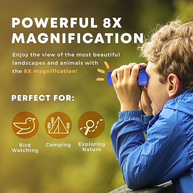 Binoculars for Kids for Toddler - for Little Boys and Girls – Extensive Set Incl. Magnifying Glass & Compass – Powerful Magnification 8X21 – 3 to 12 Year Old Kids-CubbioJoy
