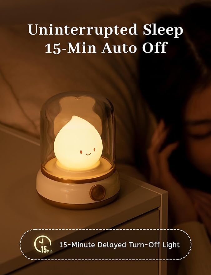 Cute Campfire Lamp, Portable LED Camping Lantern, Rechargeable, Dimming, Candle Lights & Night Light 2 Mode, Table Bedside Lamps, Nightlight for Kids Room, Halloween Decor-CubbioJoy