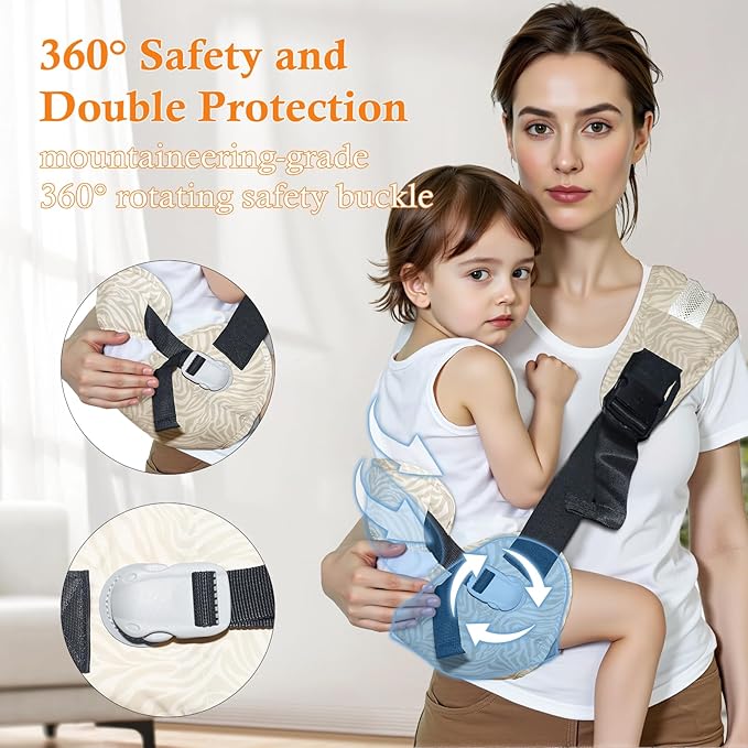 Baby Carrier Newborn to Toddler-Adjustable Baby Sling Carrier,Toddler Carrier for 25-60lbs,Comfortable Baby Sling for Hands-Free Carrying (Beige Zebra Print)-CubbioJoy