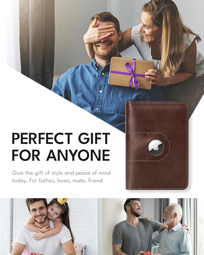 ALLIVE Passport Holder for Travel, Genuine Leather Passport Holder with Airtag Women Men,Travel Must Haves Airport Essentials, Passport Cover Travel Gifts Brown-CubbioJoy
