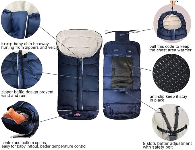 Anti-Kick Winter Waterproof Extendable Baby Bunting Bag Adaptable for Most Strollers Travel Gear Toddler Universal Stroller Footmuff 6-36Months Baby-CubbioJoy