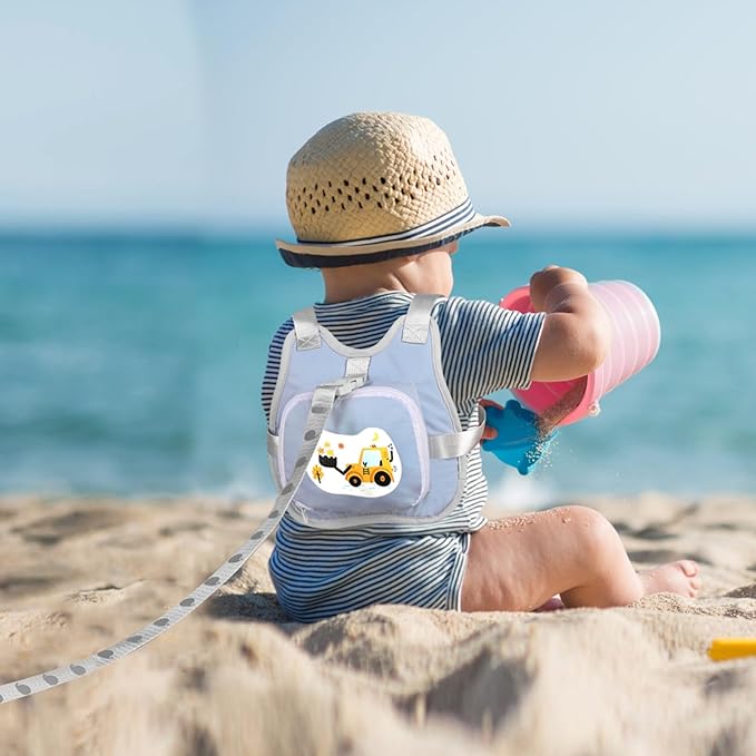 Accmor Toddler Harness Leash, Collapsible Kids Leash + Anti Lost Wrist Link for Outdoor Travel, Cute Excavator Child Walking Harness Tether Wristband Assistant Strap Belt Protector for Baby Boys-CubbioJoy
