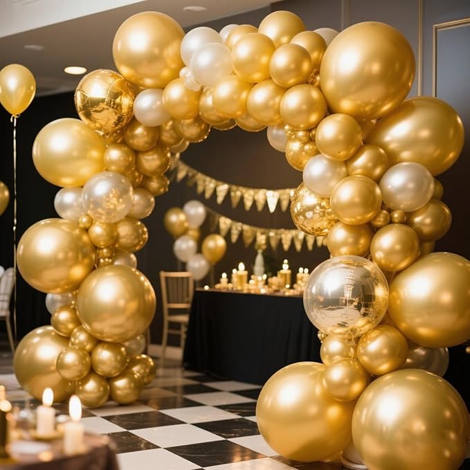 140pcs Metallic Gold Round Balloons Different Sizes 18 12 10 5 Inch Latex Balloons for Arch Decoration Party Balloon Kit for Graduation Birthday Party Wedding Balloon Baby Shower Decoration-CubbioJoy