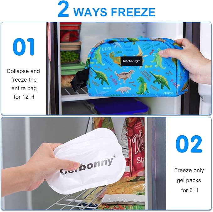 Blue Planet Dinosaur Freezable Cooler Bag - Mini Insulated Lunch Bag for Kids/Adults, Fit for Yogurt, Suit for 3+-CubbioJoy