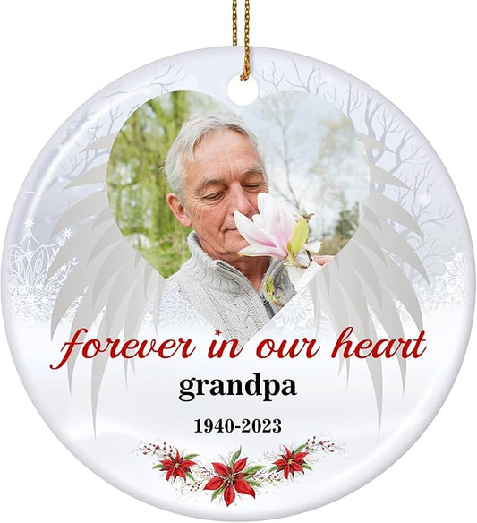 Customized Sympathy Gift for Loss of Loved One - Personalized Christmas Photo Ornaments 2025 - Custom Photo, Name, Years Memorial Gifts-CubbioJoy