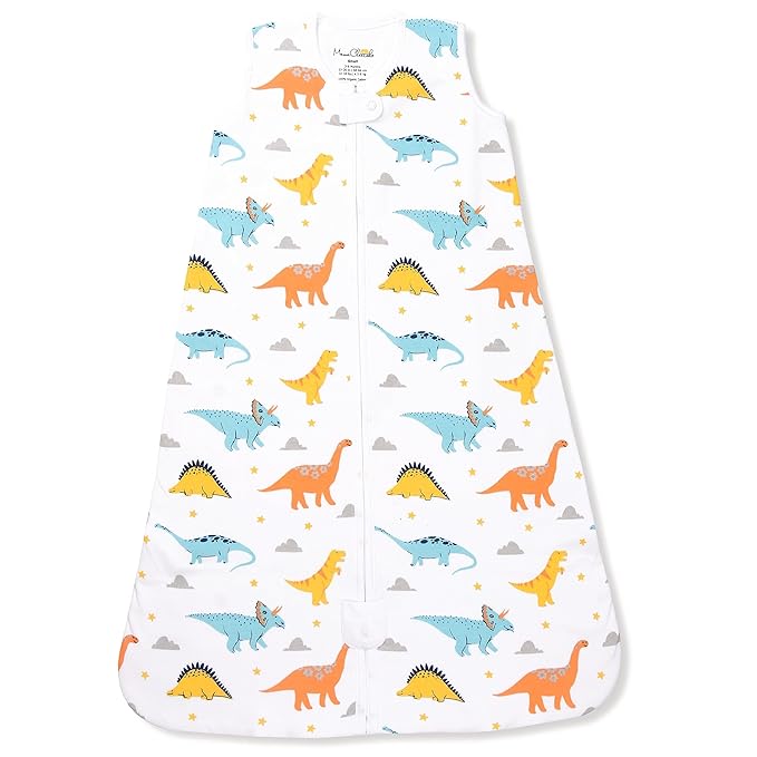 Baby Sleep Sack 1.0 TOG, Organic Cotton Baby Wearable Blanket with Two-Way Zipper, Swaddle Transition Baby Sleeping Bag, All-Season Sleep Sack for Newborn Infant Toddler Boy Girl, 6-12 Months, 1-Pack-CubbioJoy