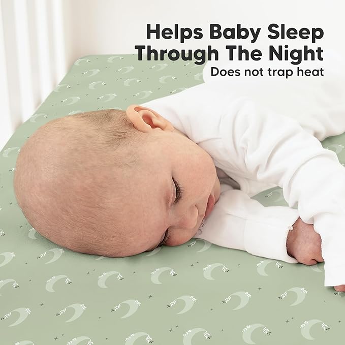 KeaBabies 2-Pack Organic Crib Sheets for Boys, Girls - 52x28 Fitted Crib Mattress Sheet Neutral, Breathable Jersey Cotton Cover for Baby Bed, Toddler Mattress, Soft & Cute Prints (Lunaris)-CubbioJoy