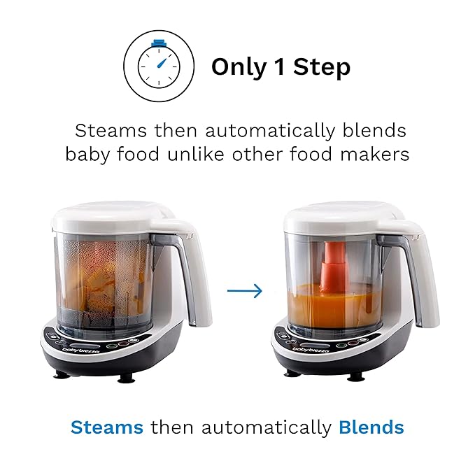 Baby Brezza One Step Baby Food Maker Deluxe – Auto shut Off, Dishwasher Safe Cooker and Blender to Steam + Puree Organic Food for Infants + Toddlers - Set of 3 Pouches + 3 Funnels-CubbioJoy