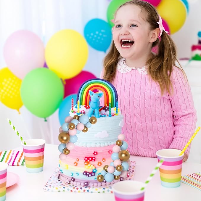 75 Pcs Cake Balls Topper Decorations Foam Cupcake Topper Mini Balloon Cake Topper Balls Cake Picks for Cake Deco Birthday Party Wedding（Blue,Pink,Gold）-CubbioJoy