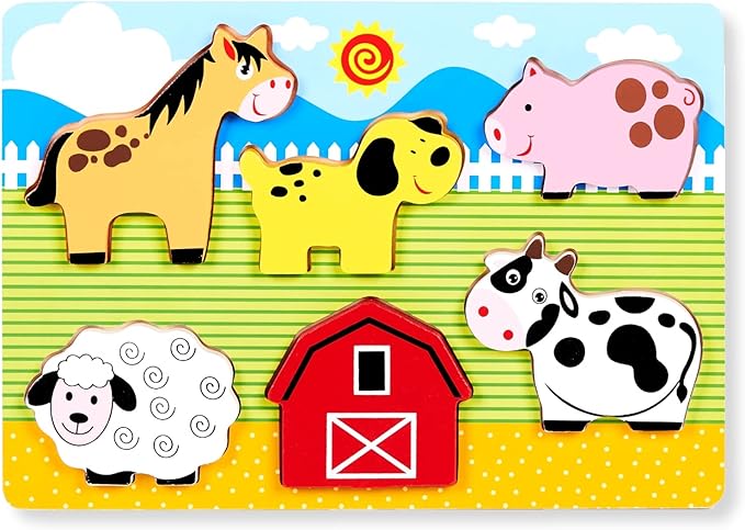 Chunky Puzzles for Toddlers 1-3, Farm, Sea, Zoo Animals Wooden Puzzles, Preschool Early Learning Toy Gift for Kids Ages 1 2 3 Year Old-CubbioJoy