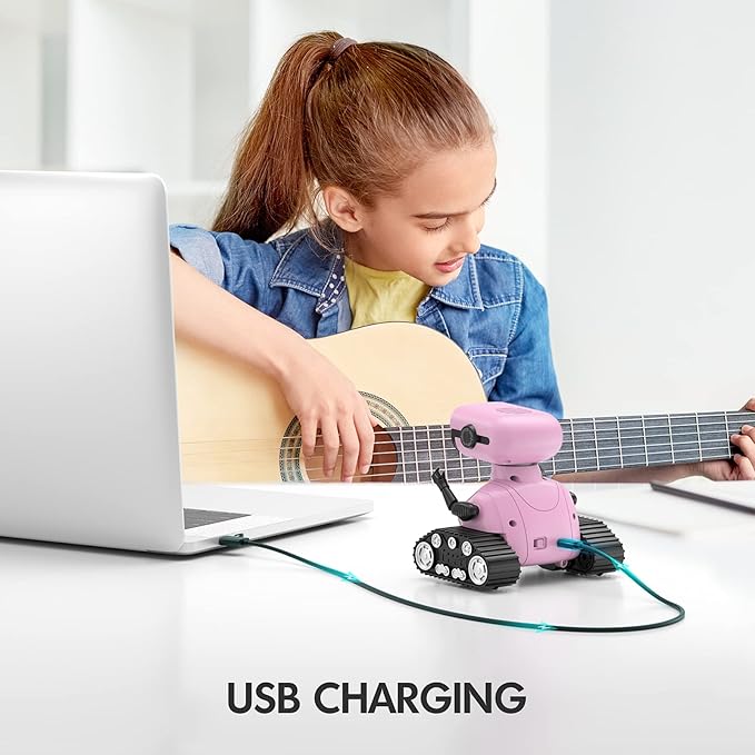 ALLCELE Girls Robot Toy, Rechargeable RC Robot for Kids, Remote Control Toy with Music and LED Eyes, Gift for Children Age 3 Years and Up - Pink-CubbioJoy