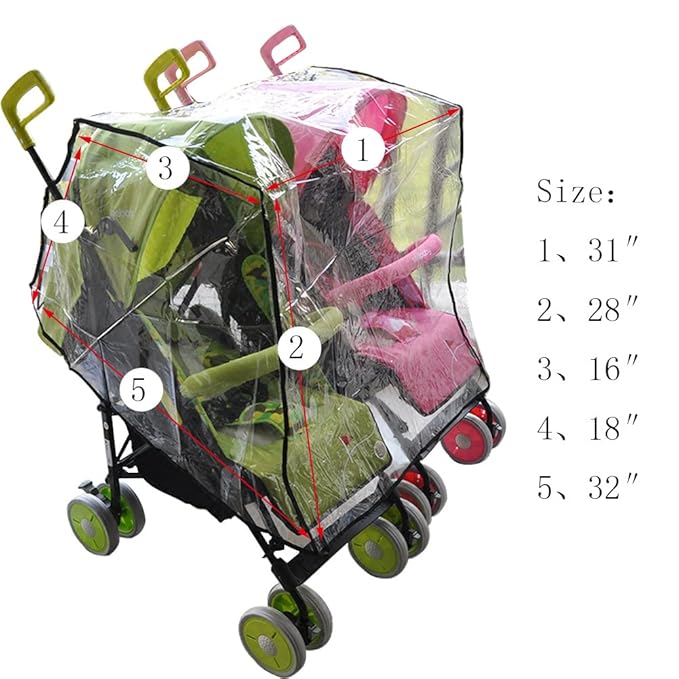 Aligle Twin Stroller Raincoat Universal Size Side by Side Stroller Weather Shield, Baby Rain Cover/Wind Shield-CubbioJoy