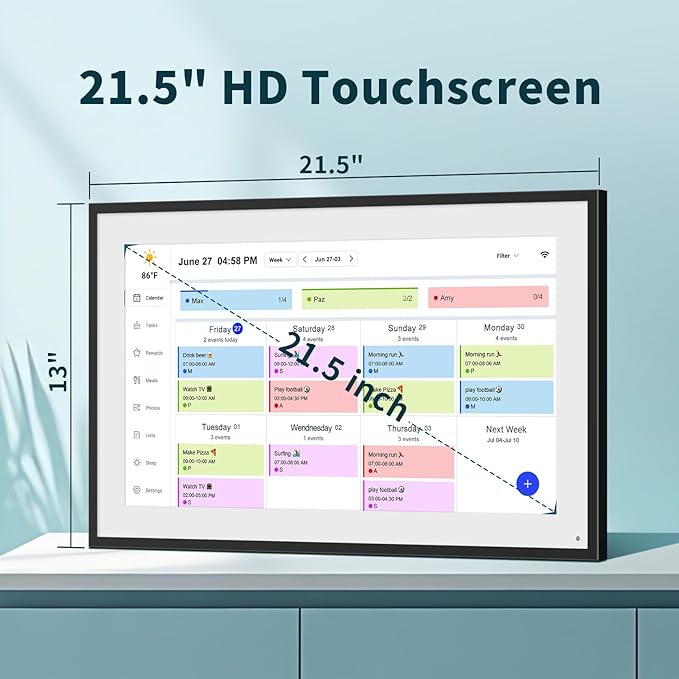 21.5 Inch Digital Calendar, WiFi Smart Electronic Calendar & Chore Chart, 1920 * 1080 IPS Touch Screen HD Display for Family Schedules, Streamline Household Organization, Wall Mount Included-CubbioJoy