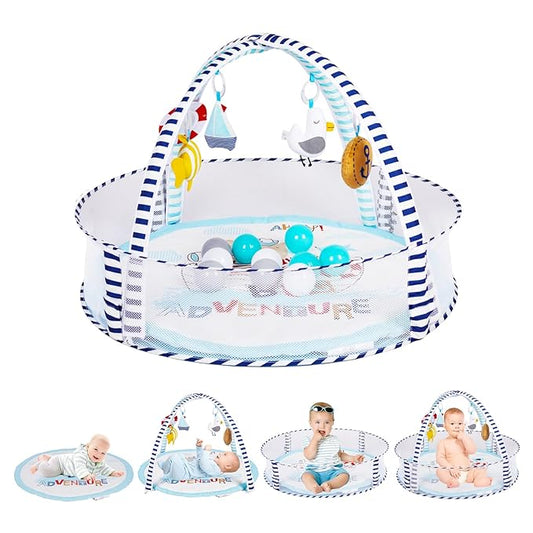 Activity Gym, Baby Play Gym Mat for Toddlers, 0-18 Months Tummy Time Play Mats, Infant Play Gym with Detachable Toys for Sensory Exploration and Motor Skill Development, PM2406-CubbioJoy