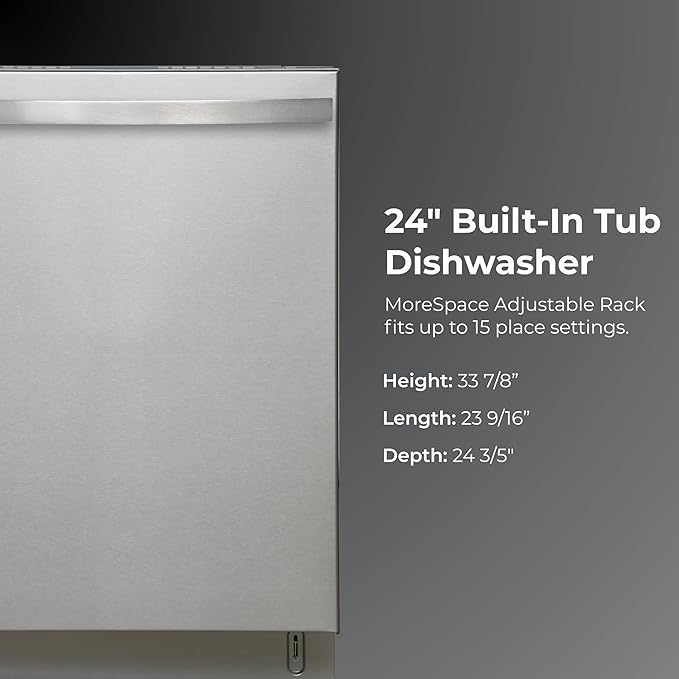 Kenmore 22-14625 24" Built-In Dishwasher - Quiet Tub with TurboDry, Leak, & SmartWash Soil Detection - 15 Place Settings - 49 DBA - ENERGY STAR Certified - Fingerprint Resistant Stainless Steel-CubbioJoy