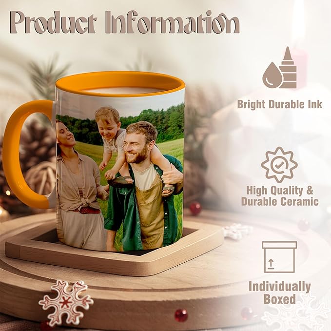 Custom Photo & Text Mug Add Personalized Text, Upload Your Image Personalized 11.5oz Mug Choose From Various Designs The Suitable Gift for Parents (C04 SIX PHPTO)-CubbioJoy