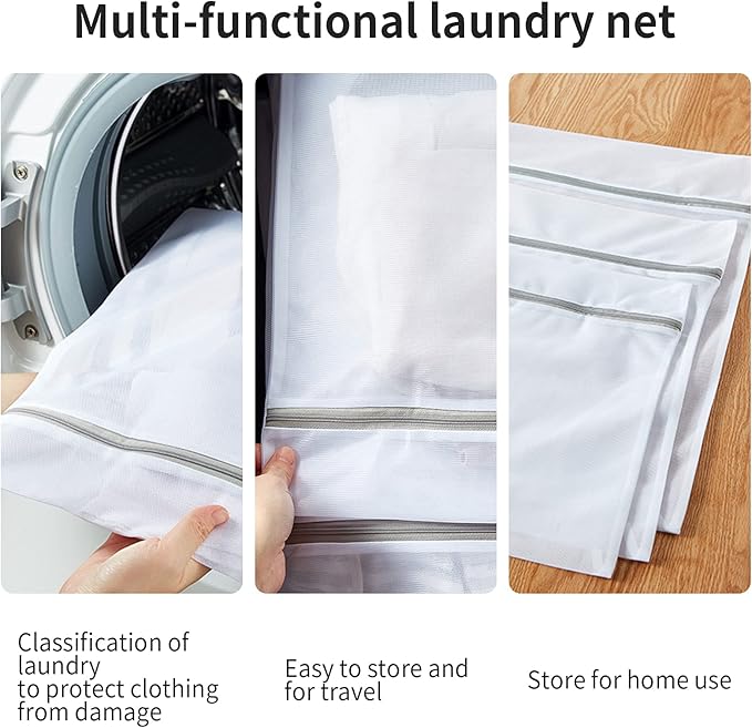 3 Pack XXL Mesh Laundry Bags by MDSXO- Large Jumbo Durable Delicates Bag for Washing Machine for Jackets, Curtains, Jeans 24 * 24 inch [3 Pack]-CubbioJoy