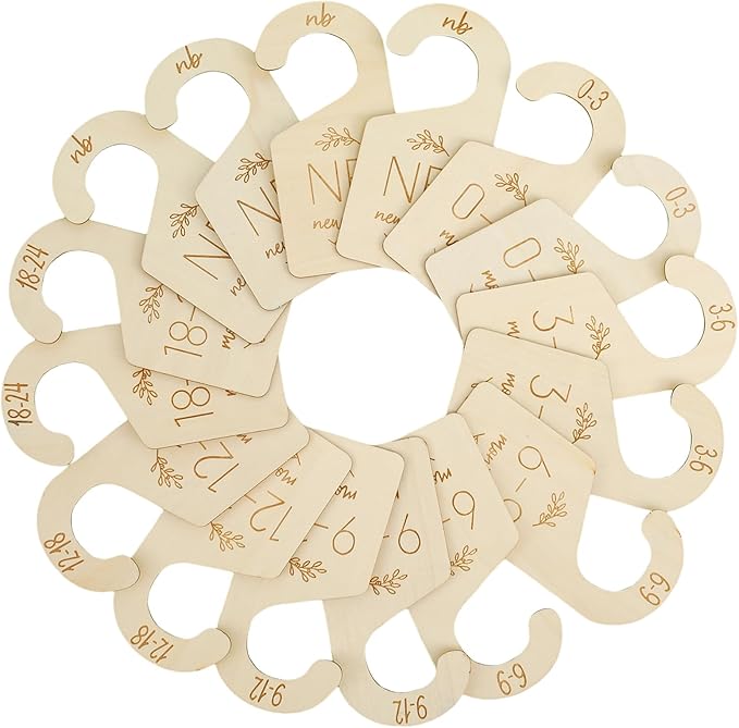 16Pcs Baby Closet Dividers Cute Baby Clothes Organizer Double Face Baby Closet Organizer for Clothes Organizer Wooden Baby Closet Dividers for Infant to Toddler-CubbioJoy