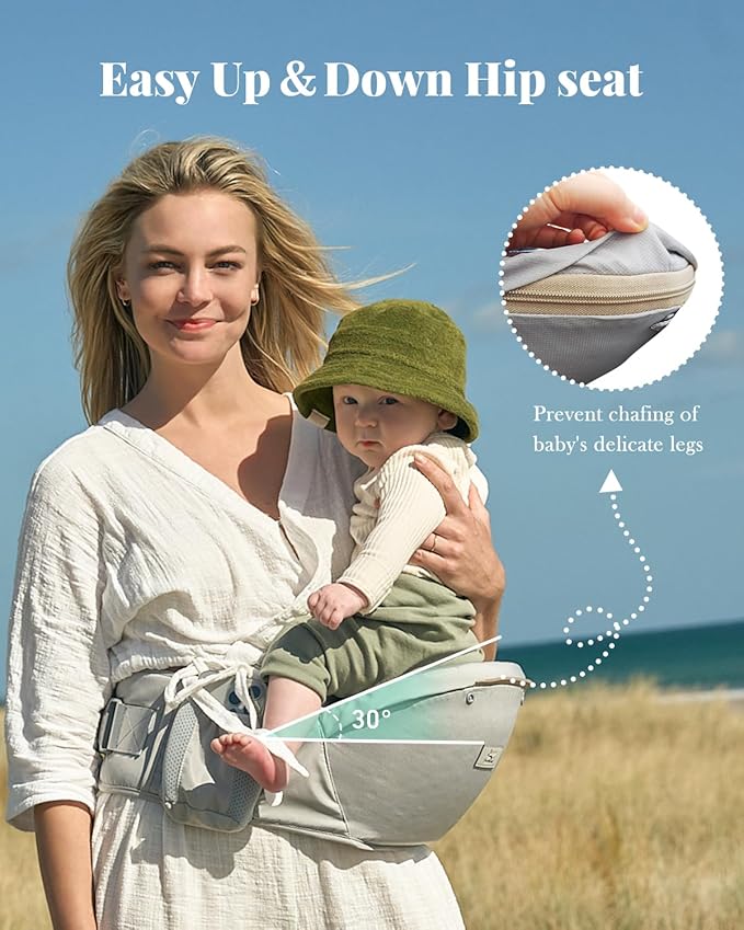 Baby Carrier, MOMTORY Safety-Certified 6-in-1 Baby Carrier with Hip Seat, Detachable Baby Holder Carrier Newborn to Toddler, Soft Ergonomic Toddler Support Carrier for 7-50lbs- Grey-CubbioJoy