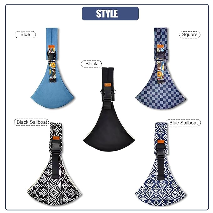 Baby Sling Carrier,Baby Sling,Toddler Carrier,Adjustable and Non-Slip Hip Seat Carriers Carrying 10-30 lbs(Black Sailboat)-CubbioJoy