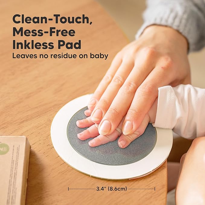 2-Pack Round Inkless Baby Hand and Footprint Kit - Mess Free Ink Pad for Newborn Keepsake, Dog Nose & Paw Print Kit, Clean Touch Ink Pad for Baby Hand & Footprints, Ideal New Mom Gifts (Silver)-CubbioJoy