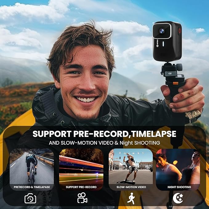 asika 4K Ultra HD Action Camera with Touch Screen-Waterproof Sports Camera,6-Axis Gyro Stabilization,145° Wide-Angle,Loop Recording for Vlogging,Cycling,Motorcycle(Supports Time-Lapse/Pre-Record)-CubbioJoy