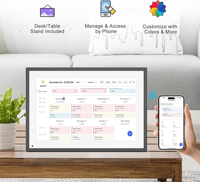 10.1 Inch Smart Digital Calendar Planner & Chore Chart, IPS HD Touchscreen Interactive Display for Family Schedules, Built-in Digital Picture Frames Function - Streamline Household Organization-CubbioJoy