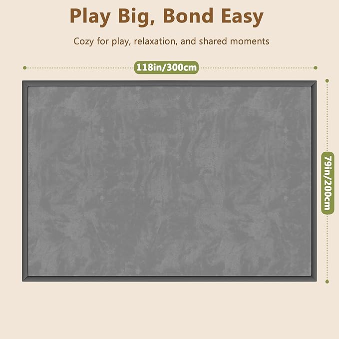 Baby Play Mat for Floor, 1.3'' Thick Memory Foam Tummy Time Mat - Super Soft Coral Velvet Nursery Rug with Non-Slip Backing, Crawling Rug for Toddlers/Infants, Yoga & Tatami Use, 79''x 118''-CubbioJoy