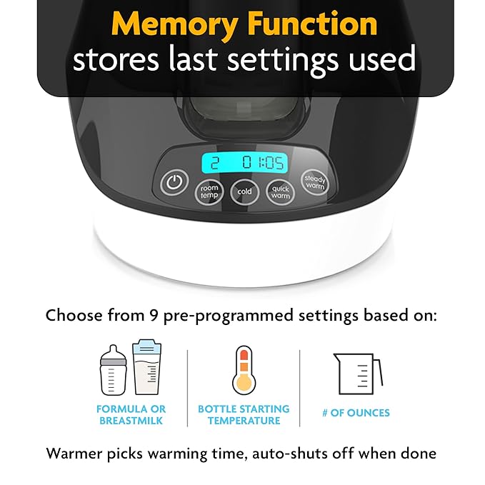 Baby Brezza Fast Baby Bottle Warmer - Baby Milk Warmer + Breastmilk Warmer Defroster – 2 Unique Temperatures for Breastmilk + Formula - Universal Fit for All Bottles, Storage Bags + Food Jars-CubbioJoy