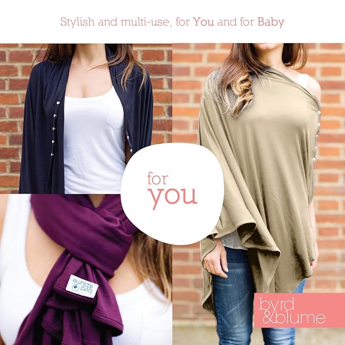 Byrd & Blume Maternity Nursing Cover Breathable Lightweight Breastfeeding Cover Wrap Shawl Scarf Poncho Full 360 (Latte, One size)-CubbioJoy