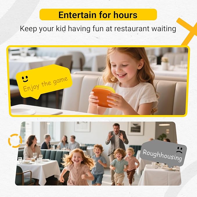 4-in-1 Handheld Tic Tac Toe Game Portable Electronic Board Games for Kids & Adults, Travel Games, Birthday Gifts, Yellow-CubbioJoy