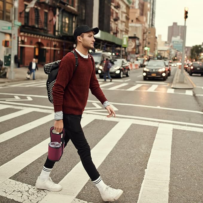 Beautyflier Drink Carrier with Handle for Delivery Reusable Insulated Coffee Cup Carrier Portable 2 Cup Holder with Handle Organizer Tote Bag for Hot & Cold Drinks, Red-CubbioJoy