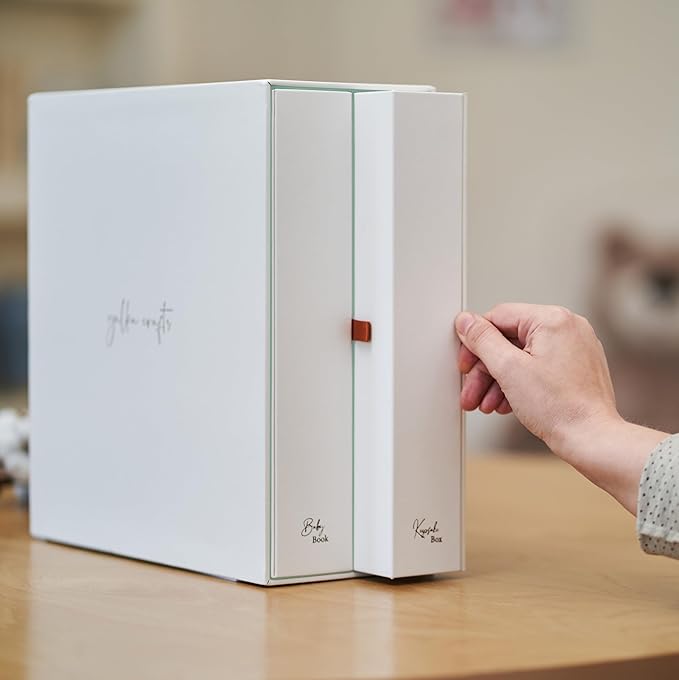 Keepsake Baby Memory Book with Keepsake Box Girl Boy - Timeless Leather-Bound Baby Milestone Book | Baby Book Keepsake and Baby Photo Memory Box to Record Baby Shower to Age 5 - Beautiful Gift-CubbioJoy